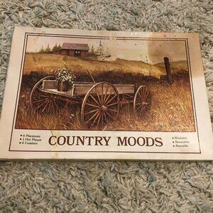 Country Moods Placemats & Coasters Set Washable & Reversible VTG